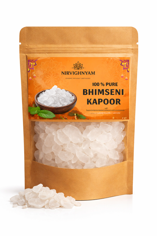 Nirvighnyam 100% Pure Bhimseni Camphor (Kapoor) 1 Kg | Organic Natural Camphor Crystals | For Pooja, Hawan, Air Purifier, Diffuser, Home Fragrance | Long Lasting Aroma