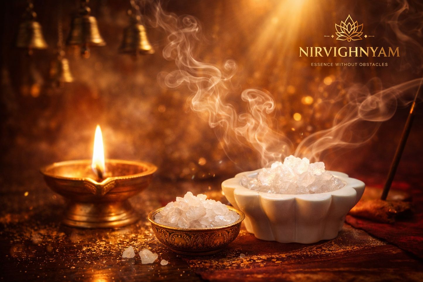 Nirvighnyam 100% Pure Bhimseni Camphor (Kapoor) 100g | Organic Natural Camphor Crystals | For Pooja, Hawan, Air Purifier, Diffuser, Home Fragrance | Long Lasting Aroma