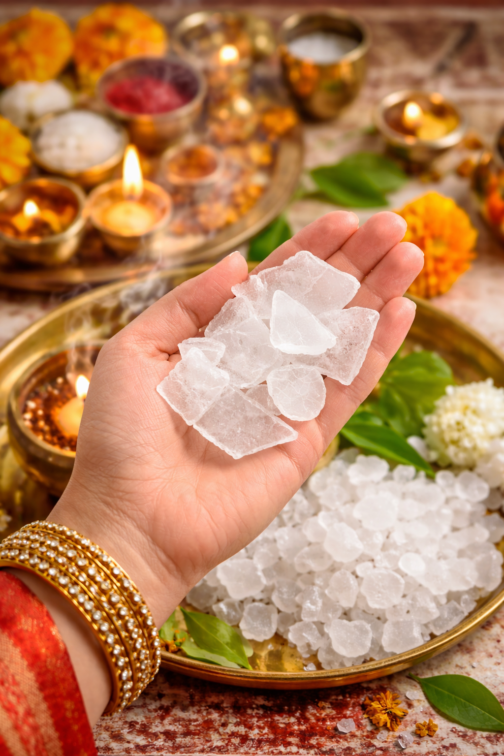 Nirvighnyam 100% Pure Bhimseni Camphor (Kapoor) 100g | Organic Natural Camphor Crystals | For Pooja, Hawan, Air Purifier, Diffuser, Home Fragrance | Long Lasting Aroma