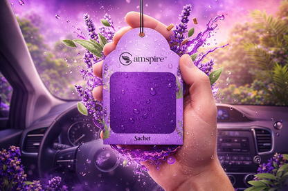 Camspire Camphor Sachet Hanging Car Perfume - Lavender | Next-Gen Camphor Diffusion Based Car Air Freshener | Car Freshener | Last Up to 45 Day