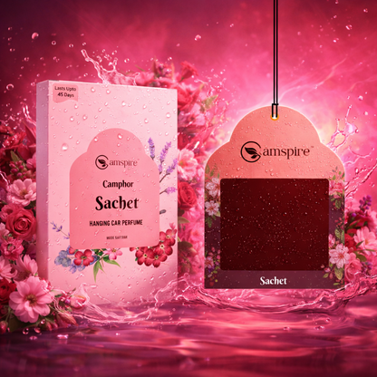 Camspire Camphor Sachet Hanging Car Perfume - Musk Saffron | Next-Gen Camphor Diffusion Based Car Air Freshener | Car Freshener | Last Up to 45 Day